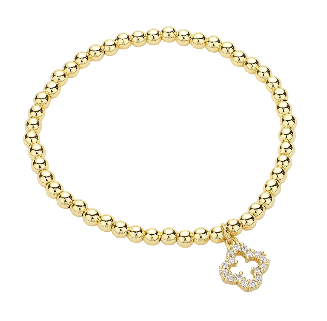 Emilee - Rhinestone Clover Beaded Bracelet