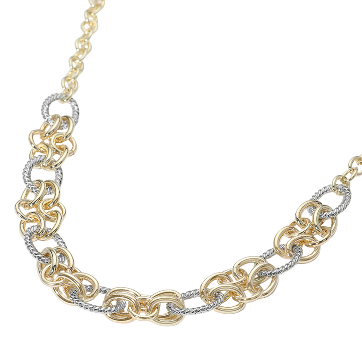 Sami - Two Tone Chunky Textured Chain Link Necklace