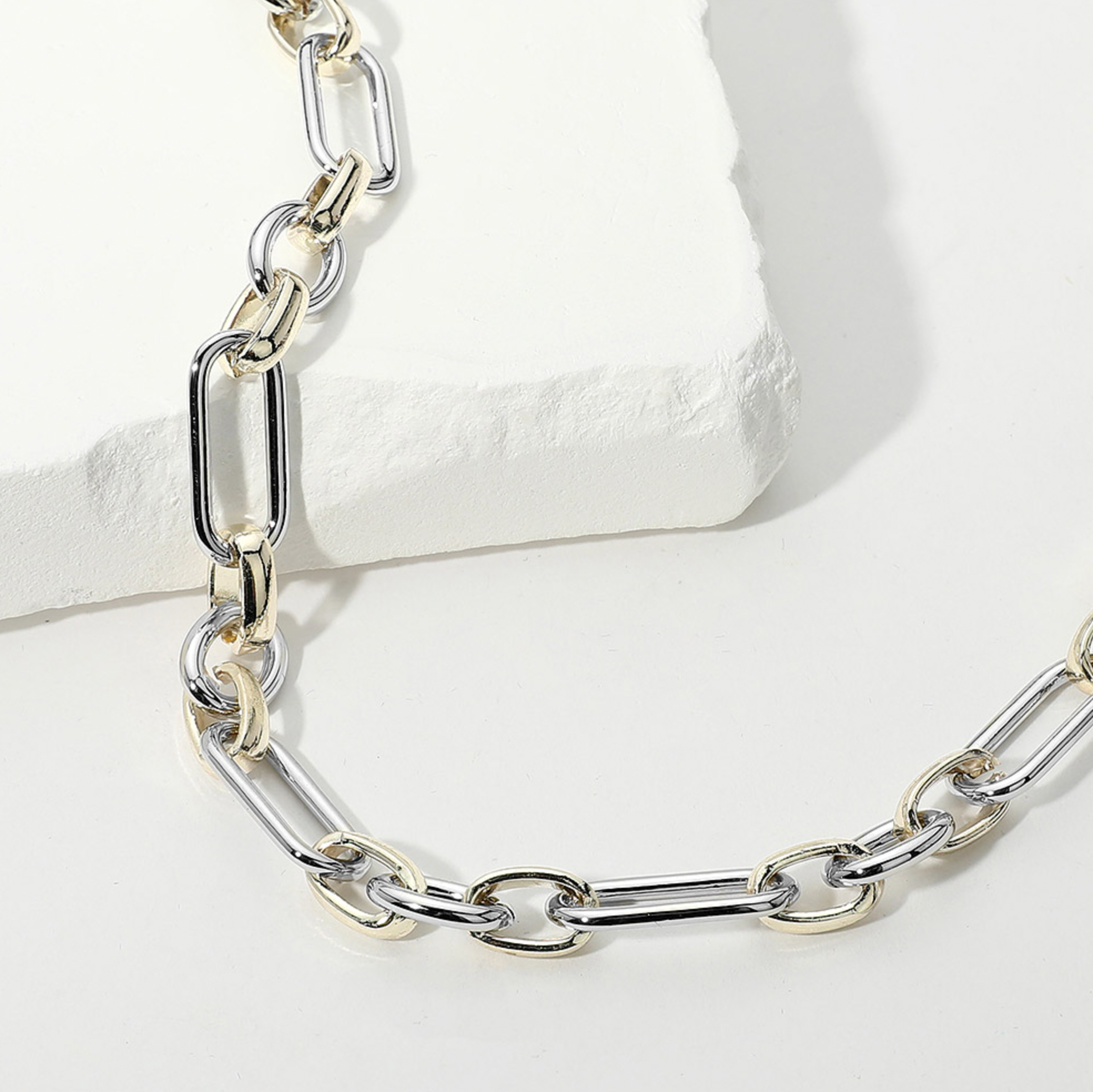 Victoria - Two Tone Chunky Link Necklace