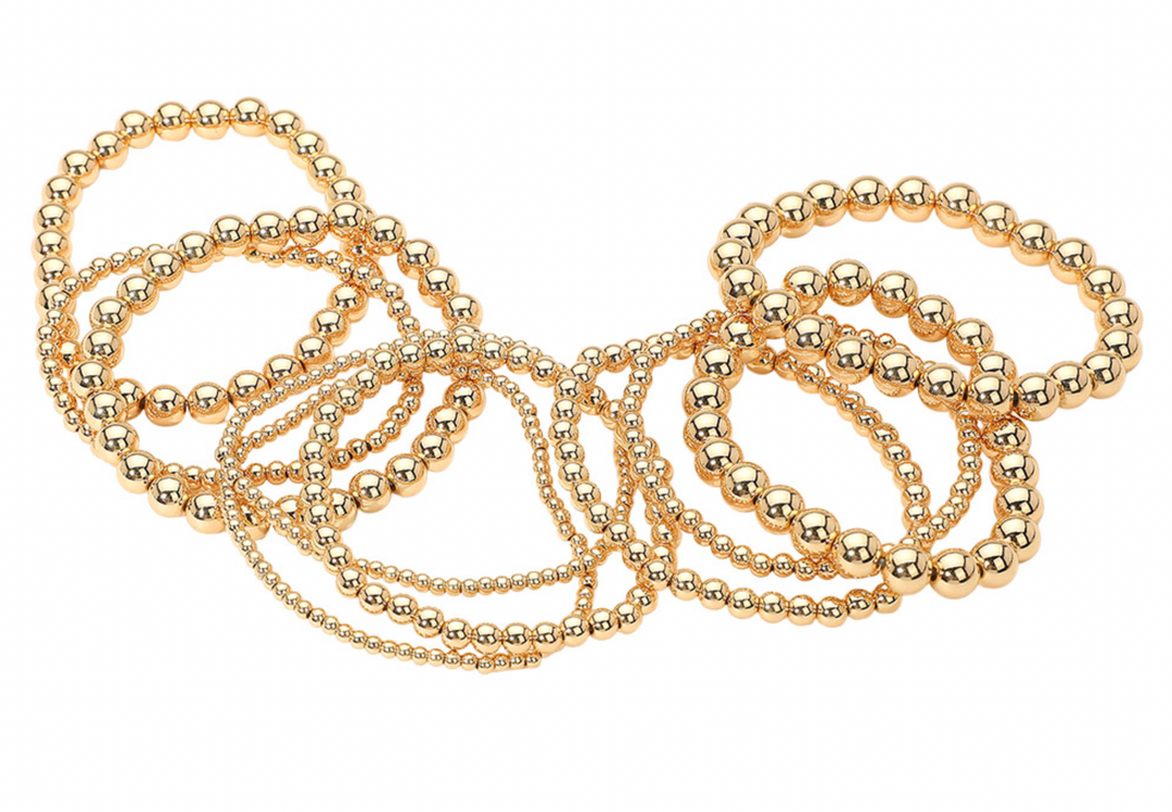 Nikki - Beaded Bracelet Set of 10 (Gold)