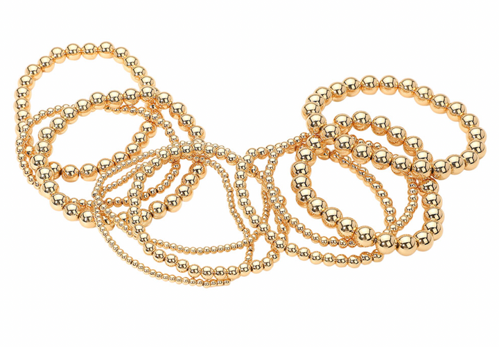Nikki - Beaded Bracelet Set of 10 (Gold)