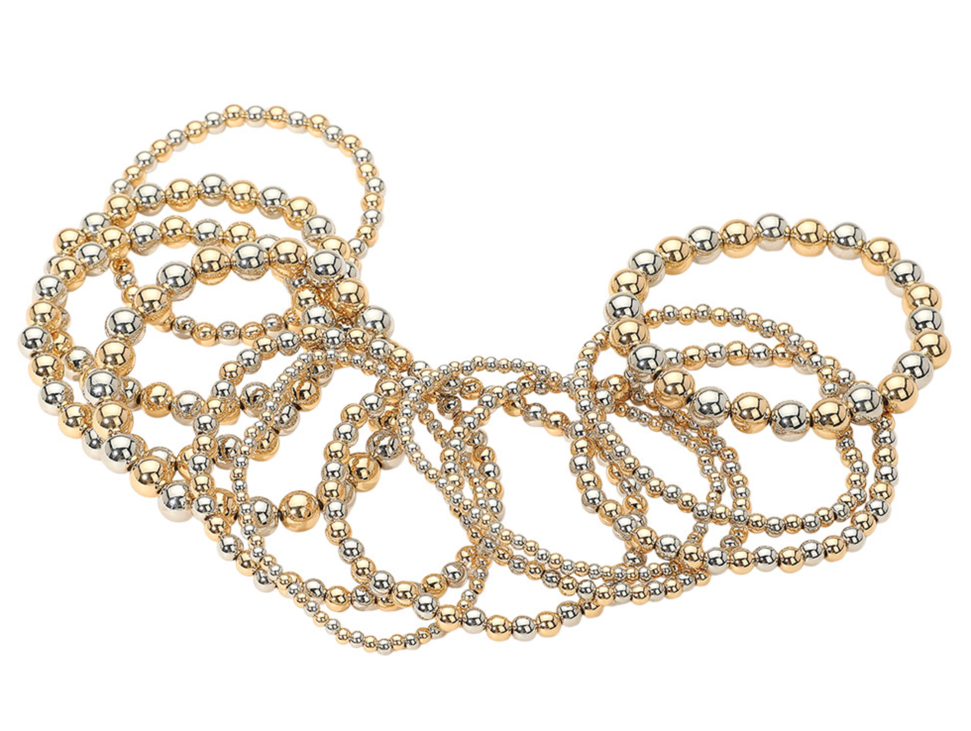 Nikki - Beaded Bracelet Set of 13 (Two Tone)