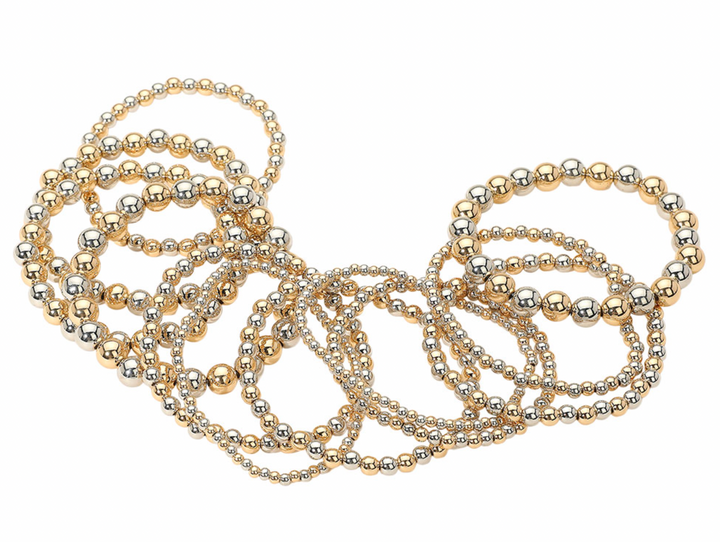 Nikki - Beaded Bracelet Set of 13 (Two Tone)