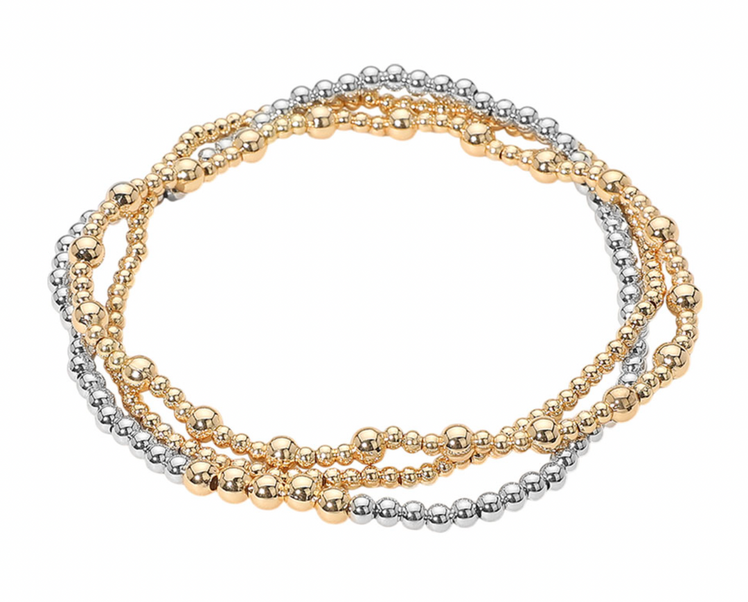 Jani - Two Tone Beaded Bracelet Set of 3