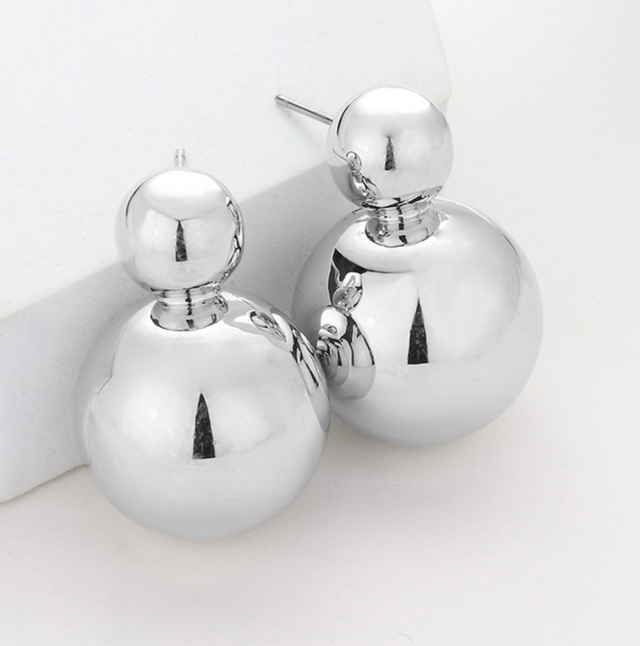 Carolina - Silver Puffy Ball Earrings