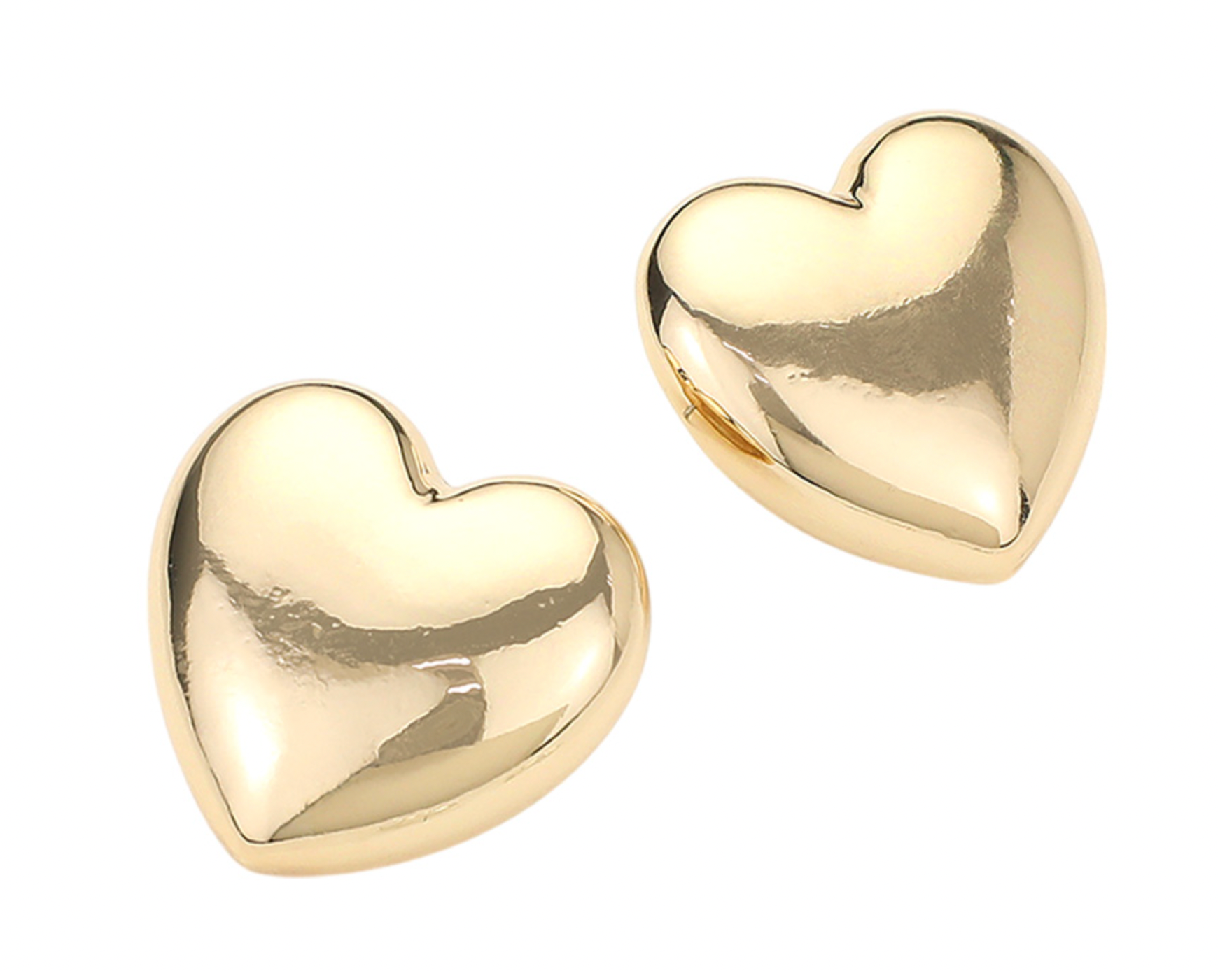 Talia - Gold Puff Heart Earrings