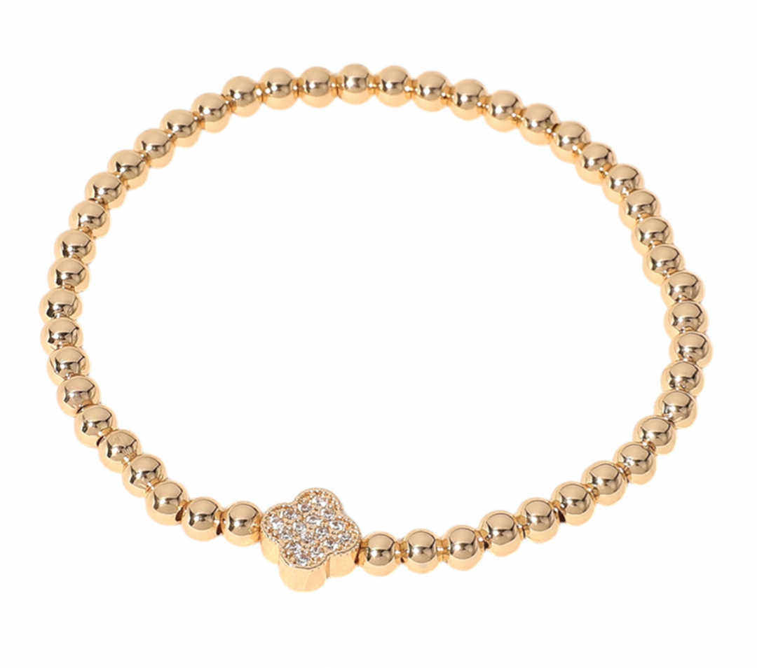 Loie - Rhinestone Clover Beaded Bracelet
