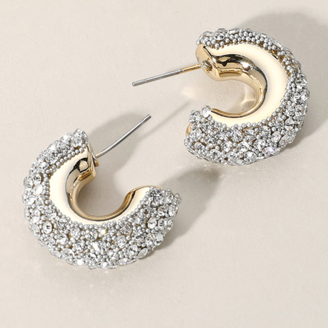 Darcy - Chunky Rhinestone Earrings (Clear)