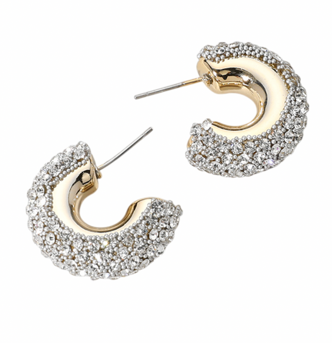 Darcy - Chunky Rhinestone Earrings (Clear)