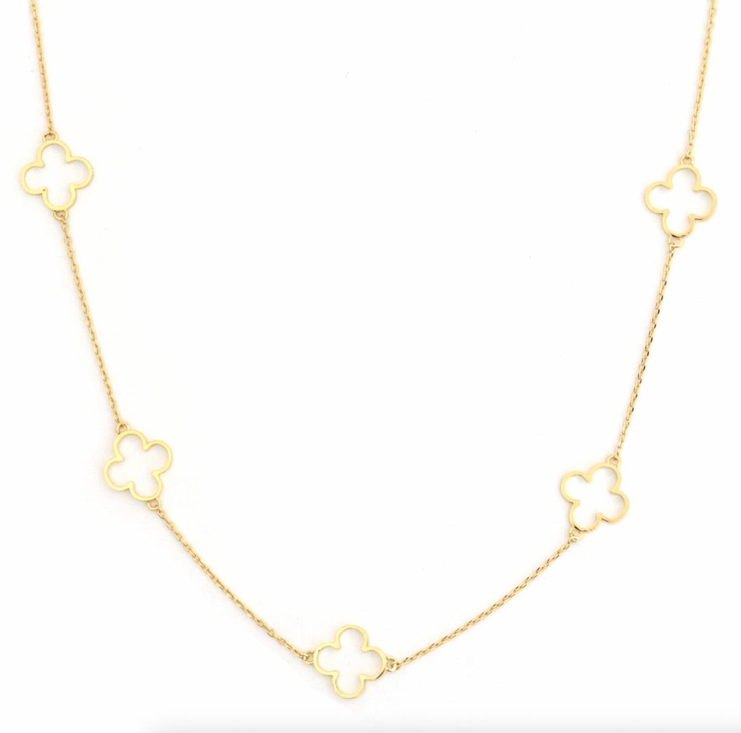 Quinn - Clover Pendant Chain Necklace (Gold)