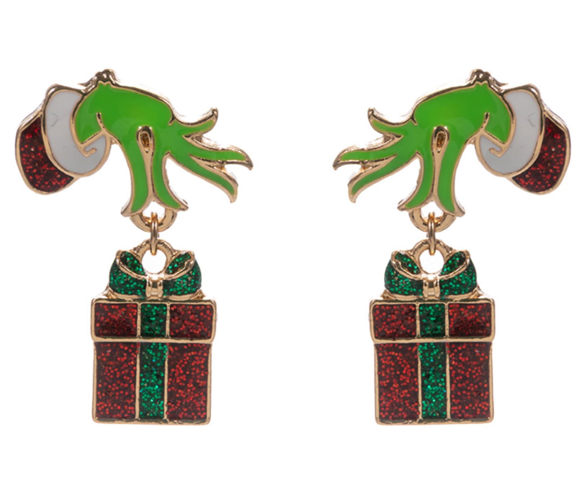 Grinch Hand Holding Red Present