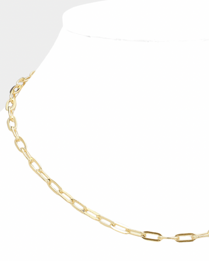 Lena - Paper Clip Gold Necklace
