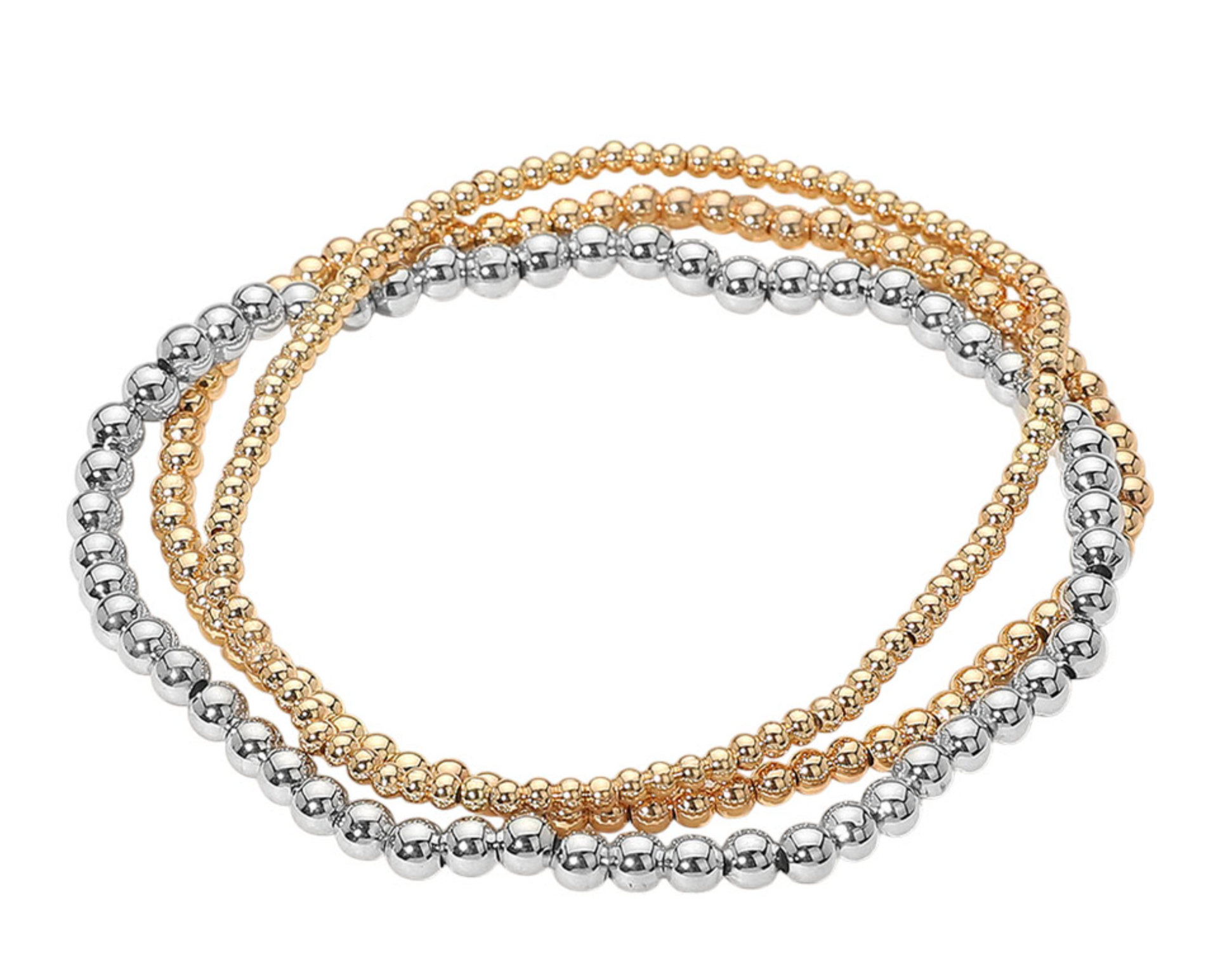 Pia - Silver & Gold Beaded Bracelets