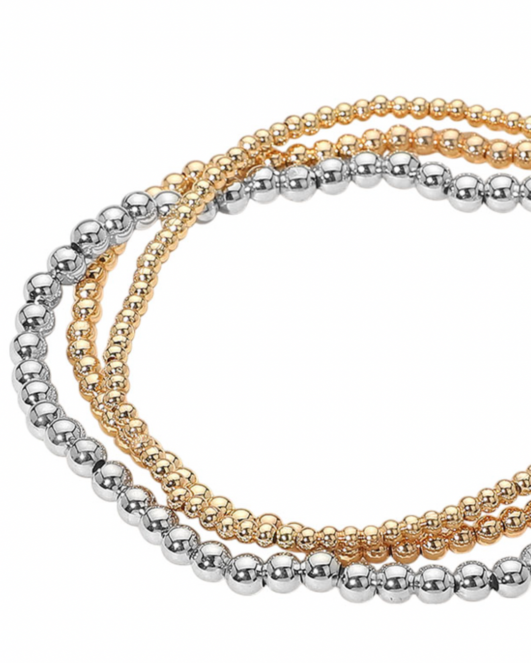 Pia - Silver & Gold Beaded Bracelets