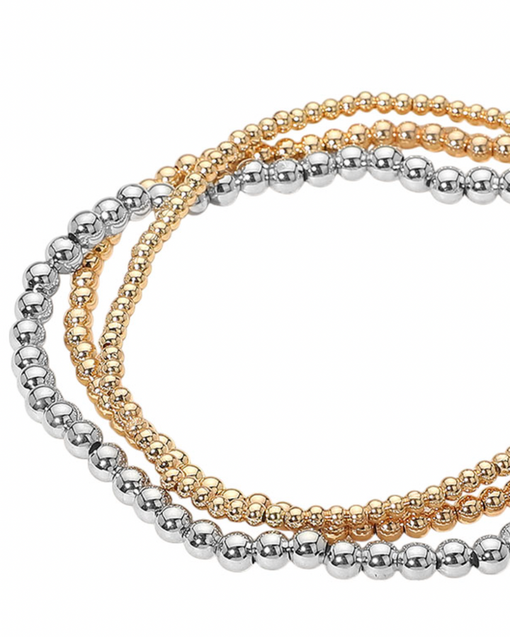 Pia - Silver & Gold Beaded Bracelets