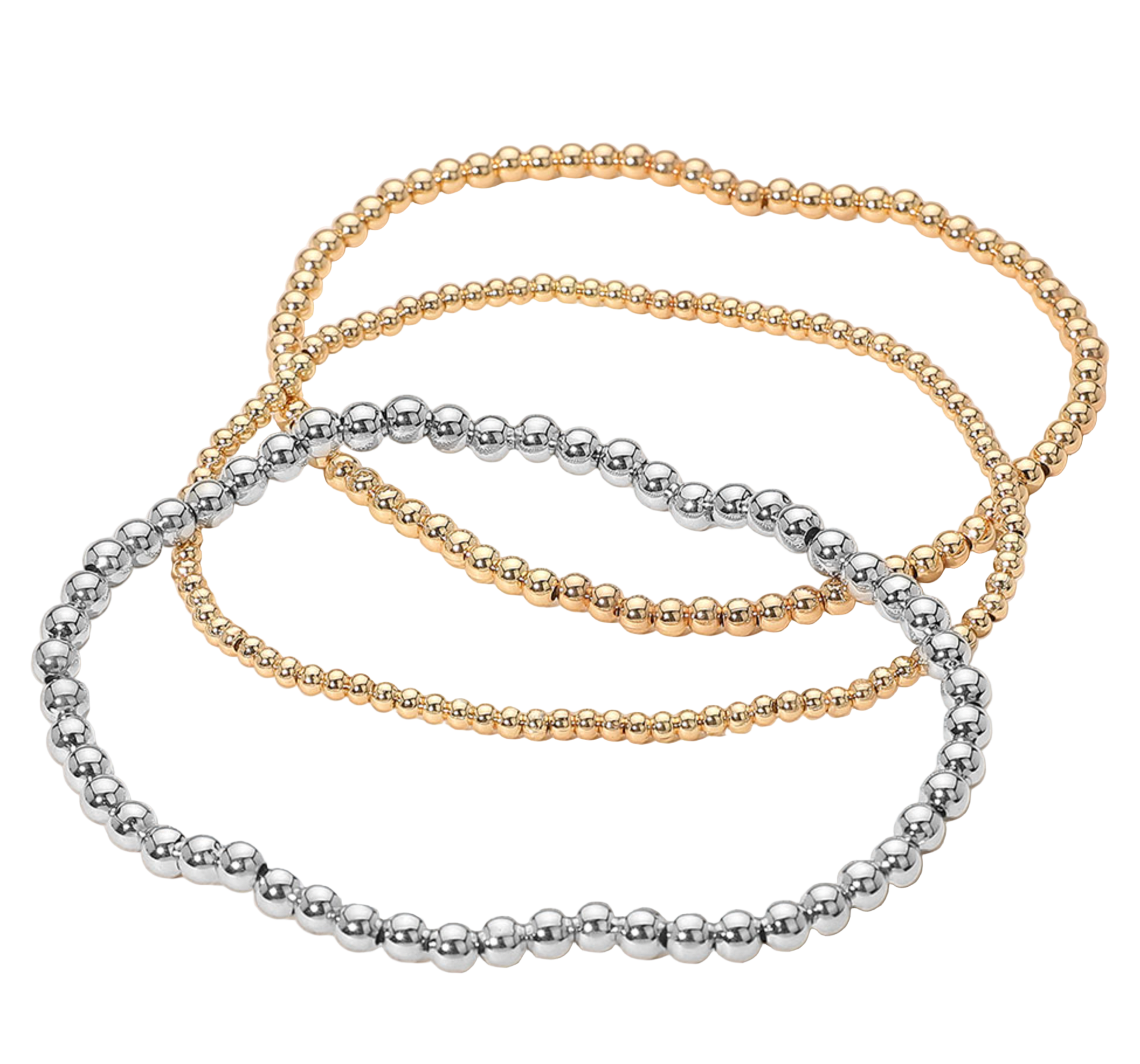 Pia - Silver & Gold Beaded Bracelets