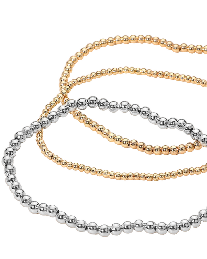 Pia - Silver & Gold Beaded Bracelets