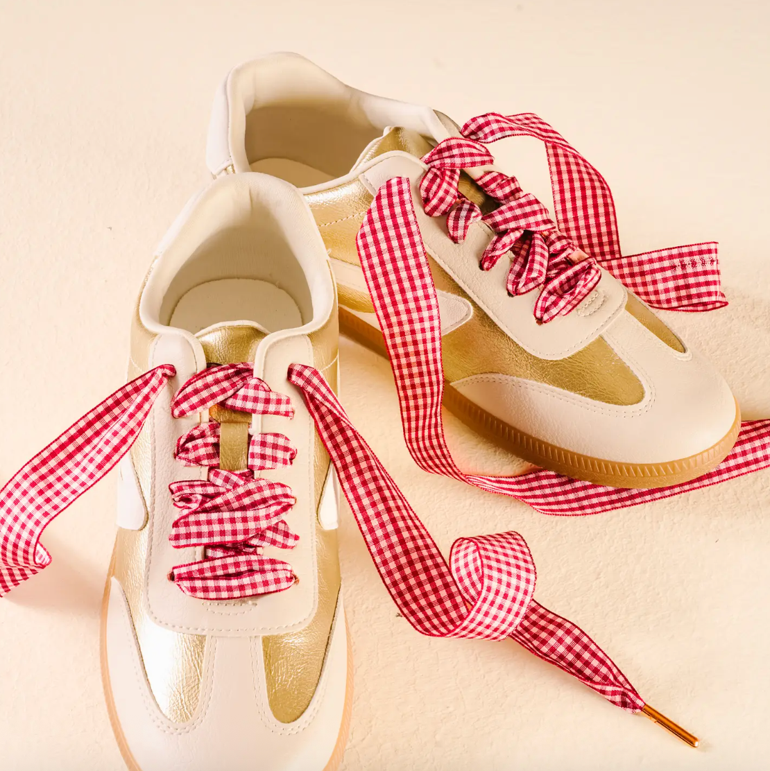 Gingham Shoelaces (Red)