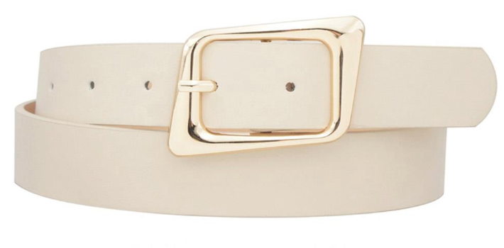 Bonnie - Asymmetrical Buckle Belt (Ivory)