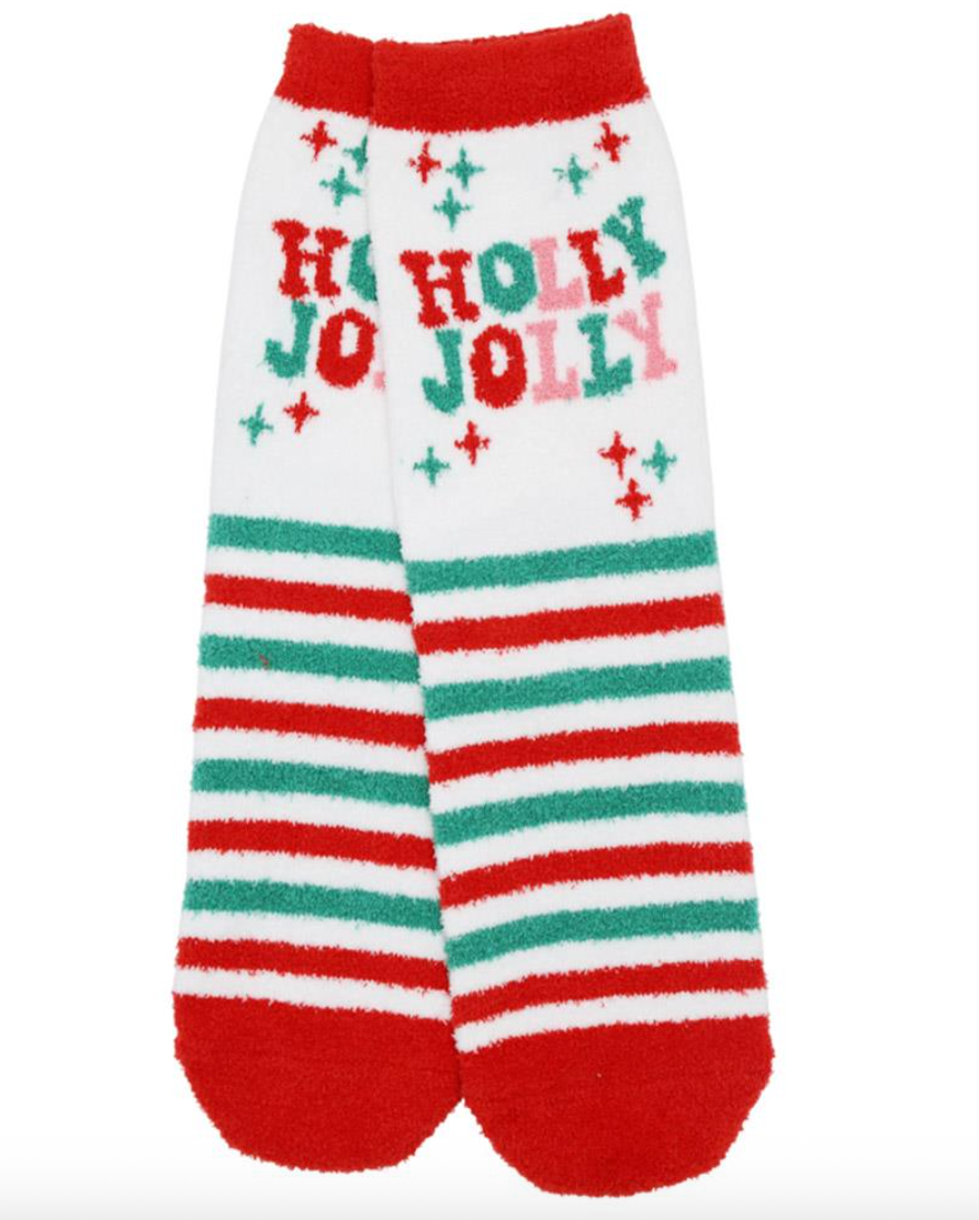 Christmas Fuzzy Socks - Holly Jolly