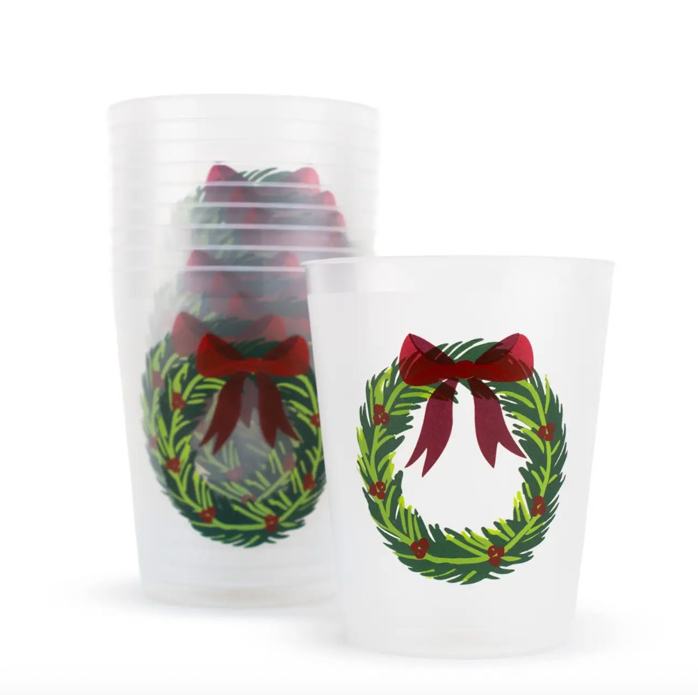 Christmas Wreath 16 oz. Party Cups (Set of 10)