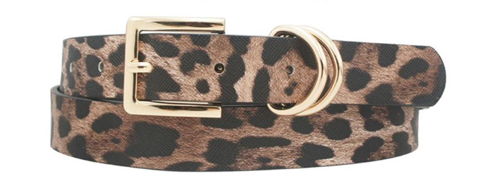 Kara - Double Loop Rectangle Buckle Belt (Leopard)