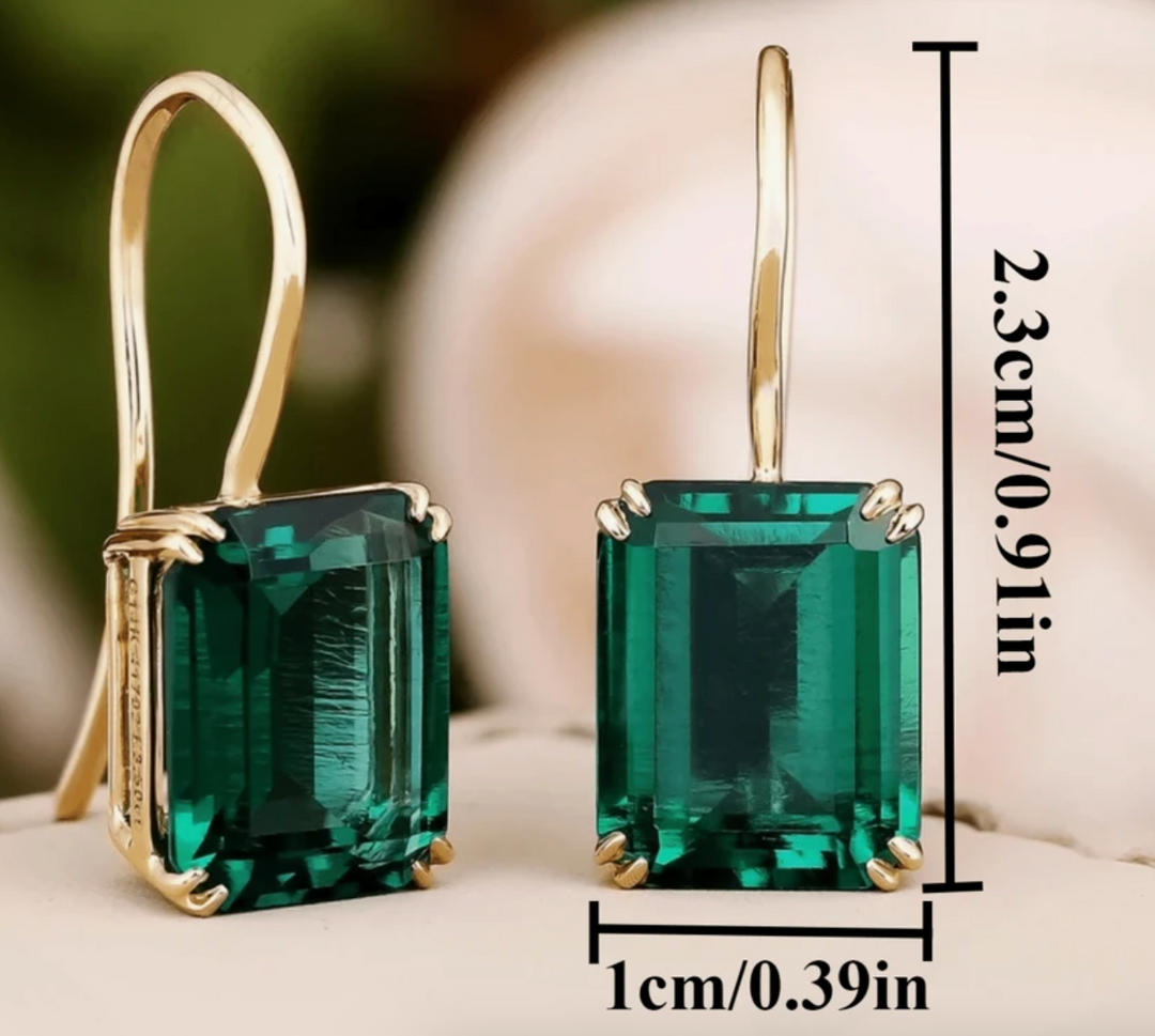 Clara - Jeweled Leverback Earrings (Emerald)