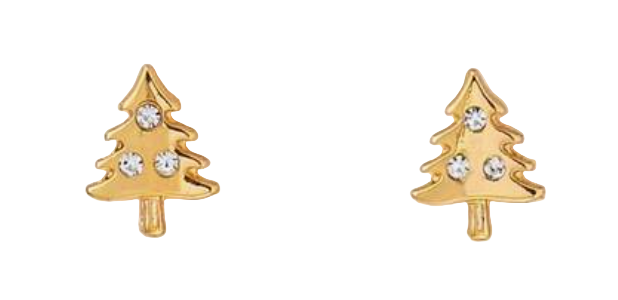 Gold Stud Christmas Tree Earrings