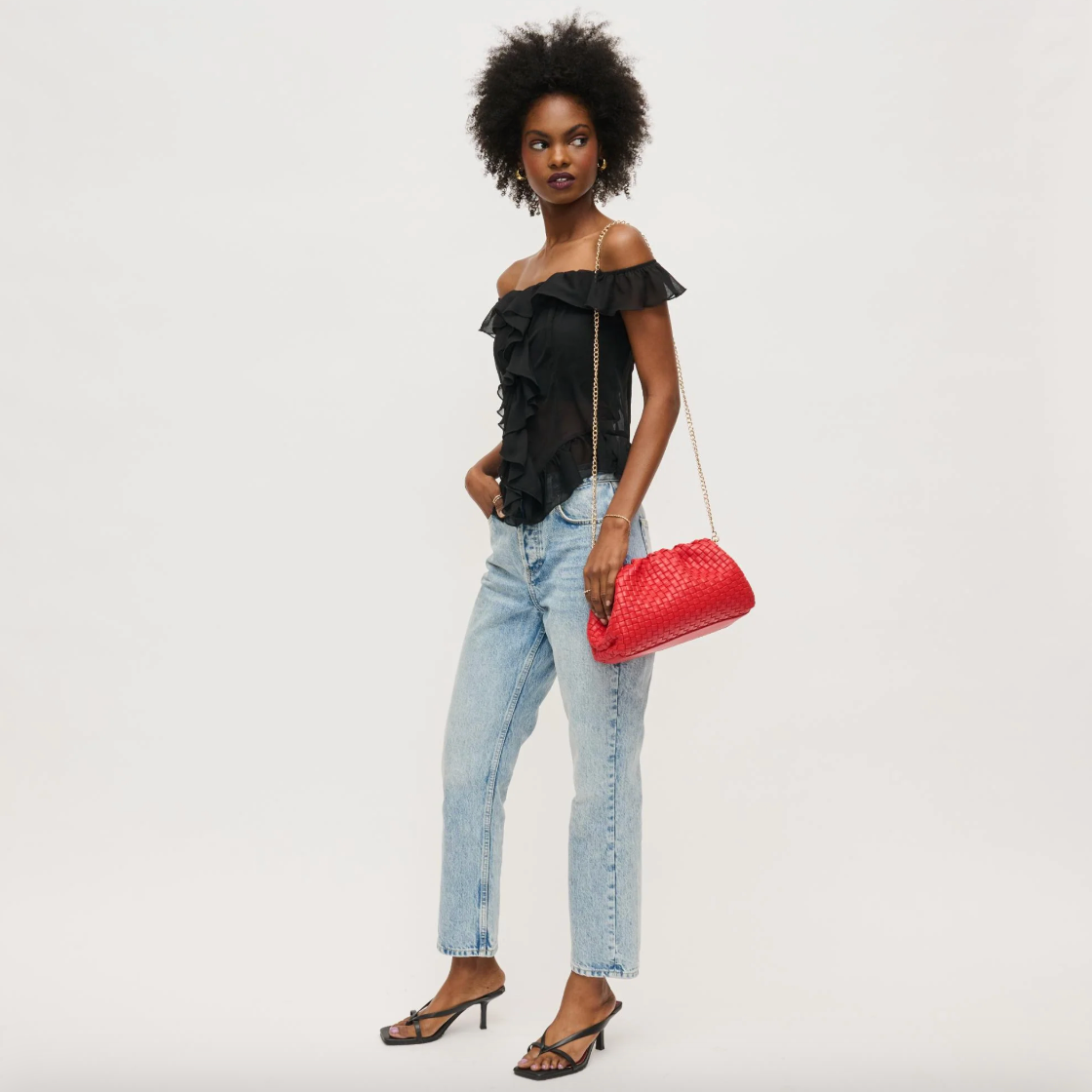 Tate - Woven Frame Clutch (Red)