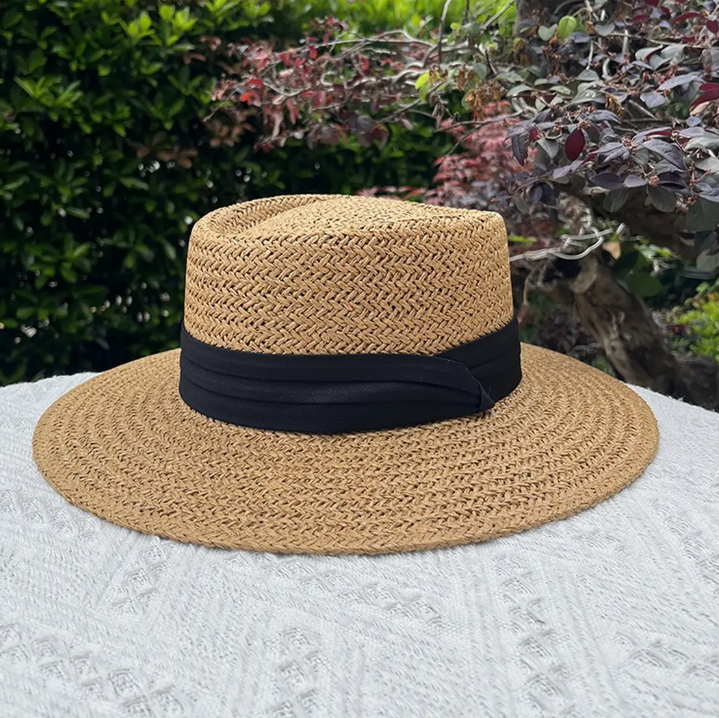 Malia - Straw Summer Hat (Black)