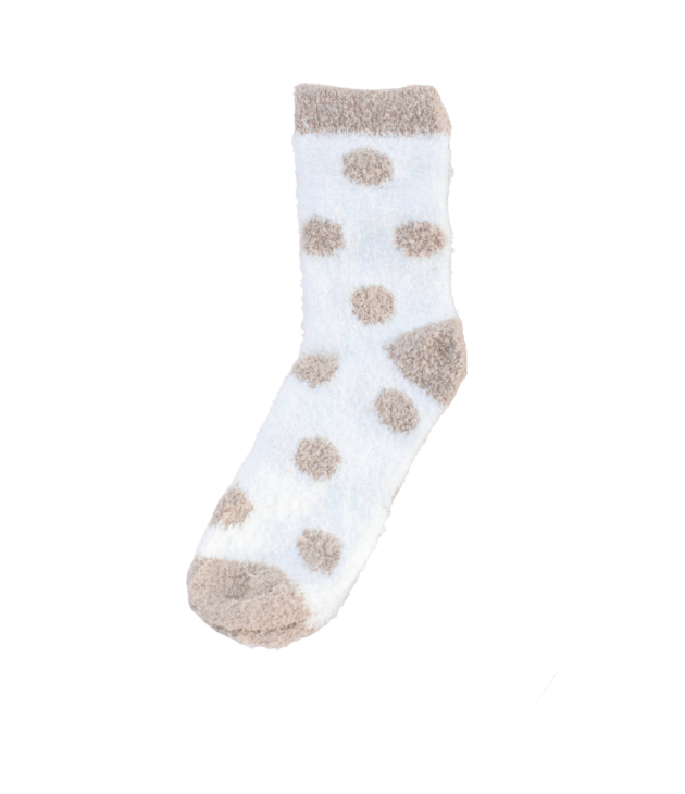 Tan Polka Dot Fuzzy Socks