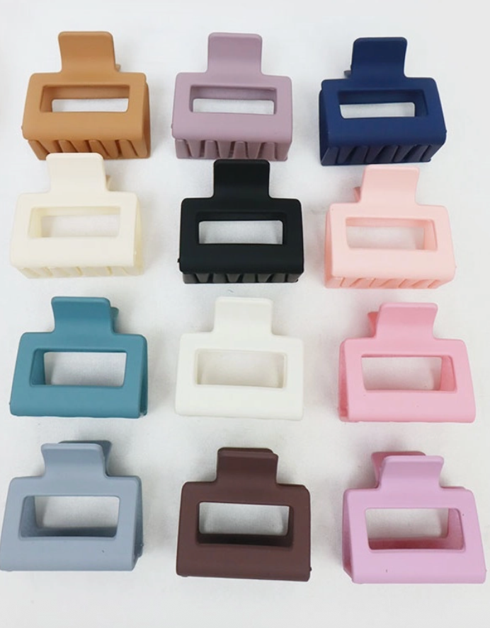 Tess - Matte Color Rectangle Hair Claw Clip