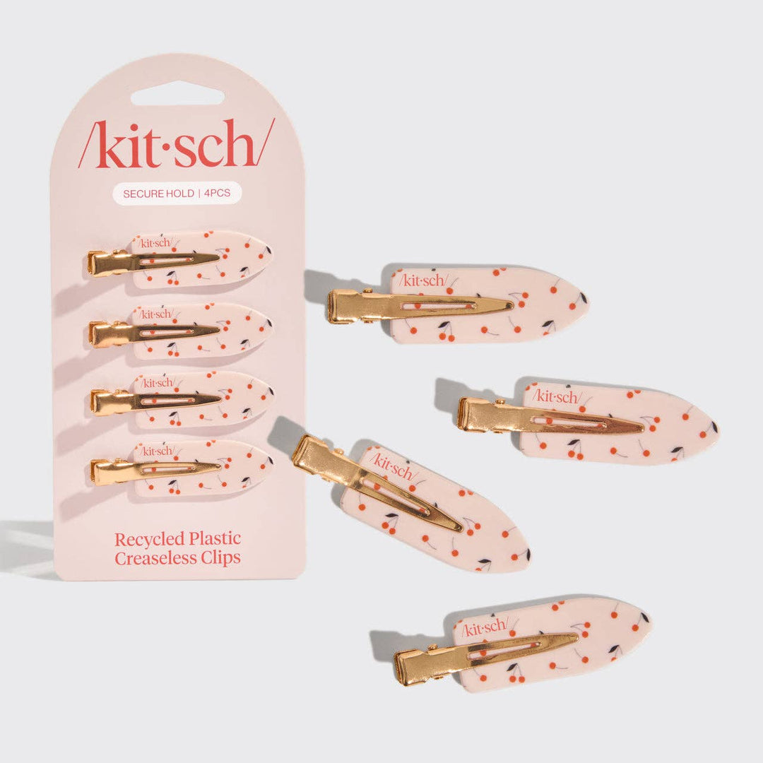 Kitsch - Recycled Plastic Creaseless Clips 4pc Set (Cherry Print)