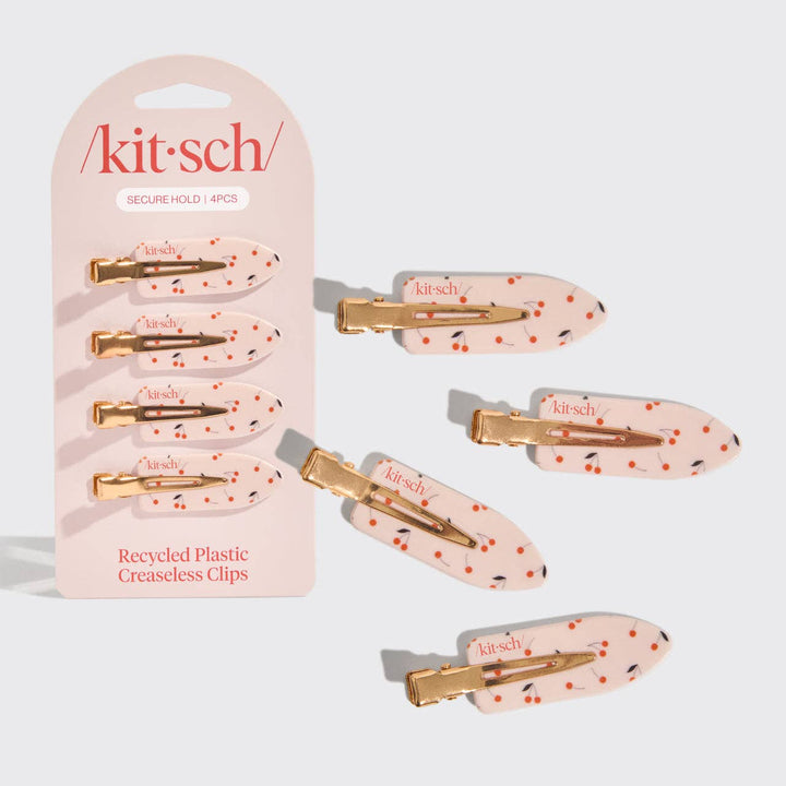 Kitsch - Recycled Plastic Creaseless Clips 4pc Set (Cherry Print)