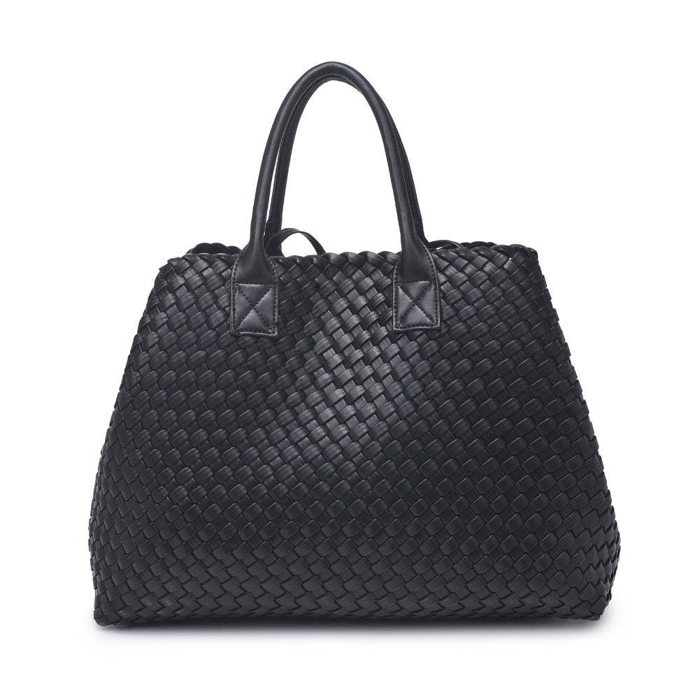 Ithaca - Woven Vegan Leather Tote (Black)