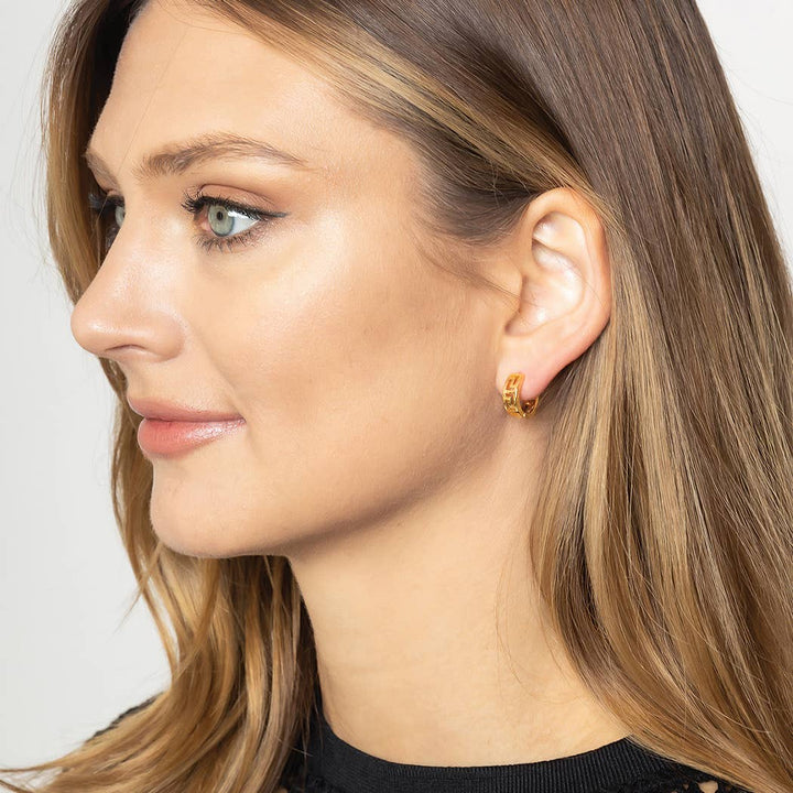 Ava - 14K Gold-Dipped Carved Hoop Earring