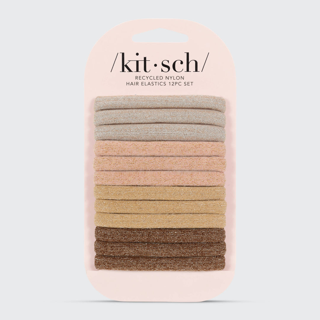 Kitsch - Recycled Nylon Glitter Medium Elastics 12pc (Neutral)