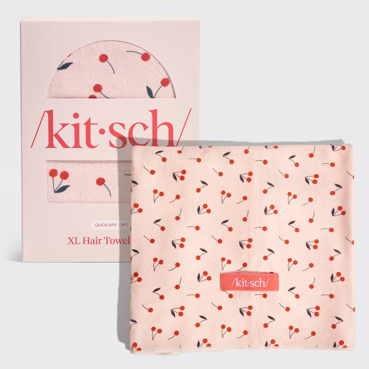 Kitsch - XL Hair Towel Wrap (Cherry Print)