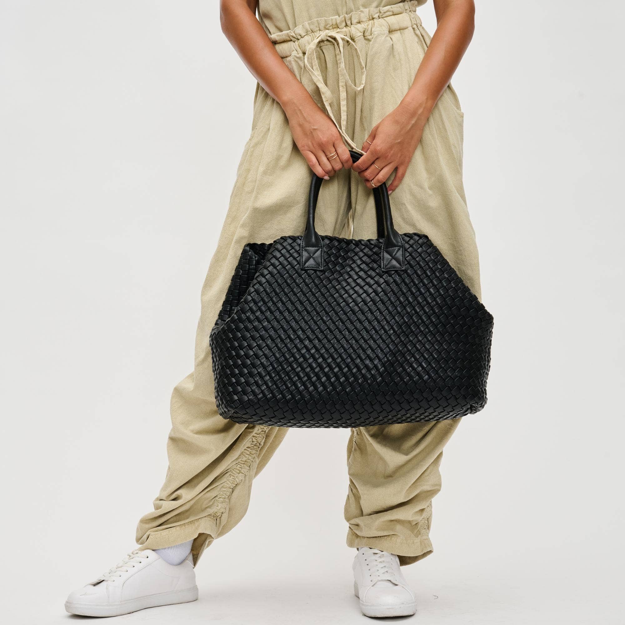 Ithaca - Woven Vegan Leather Tote (Black)