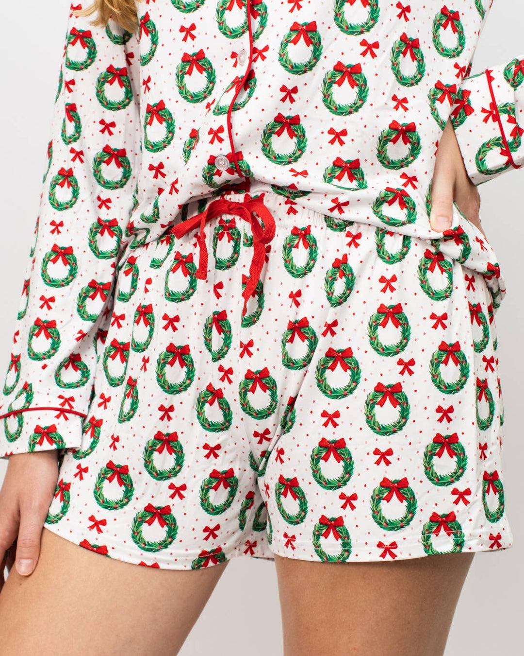 Christmas Pajama Shorts - Wreaths