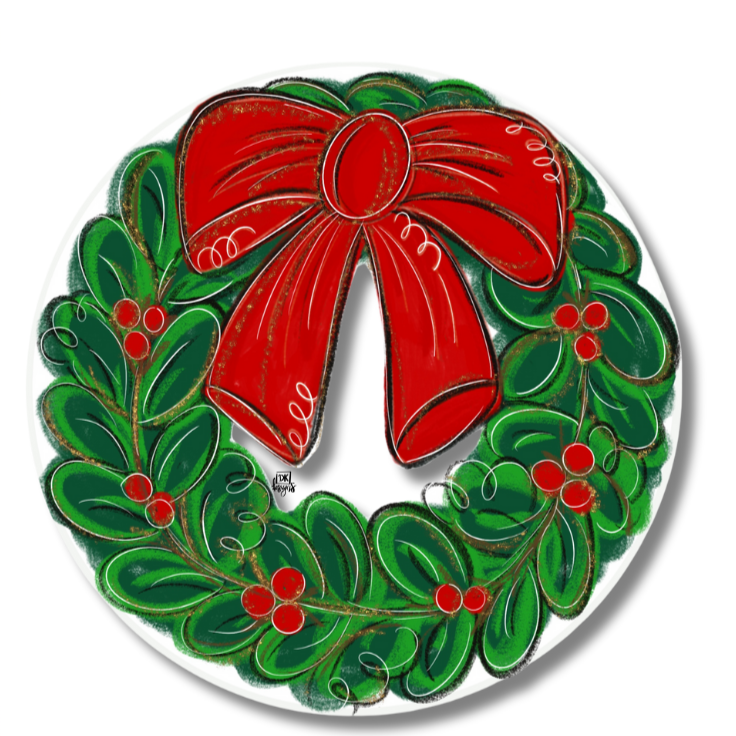 Door Hanger Attachment - Red Bow Christmas Wreath