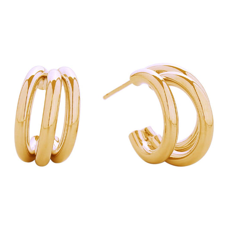 Stormie- 14K Gold-Dipped Triple Layered Hoop Earrings
