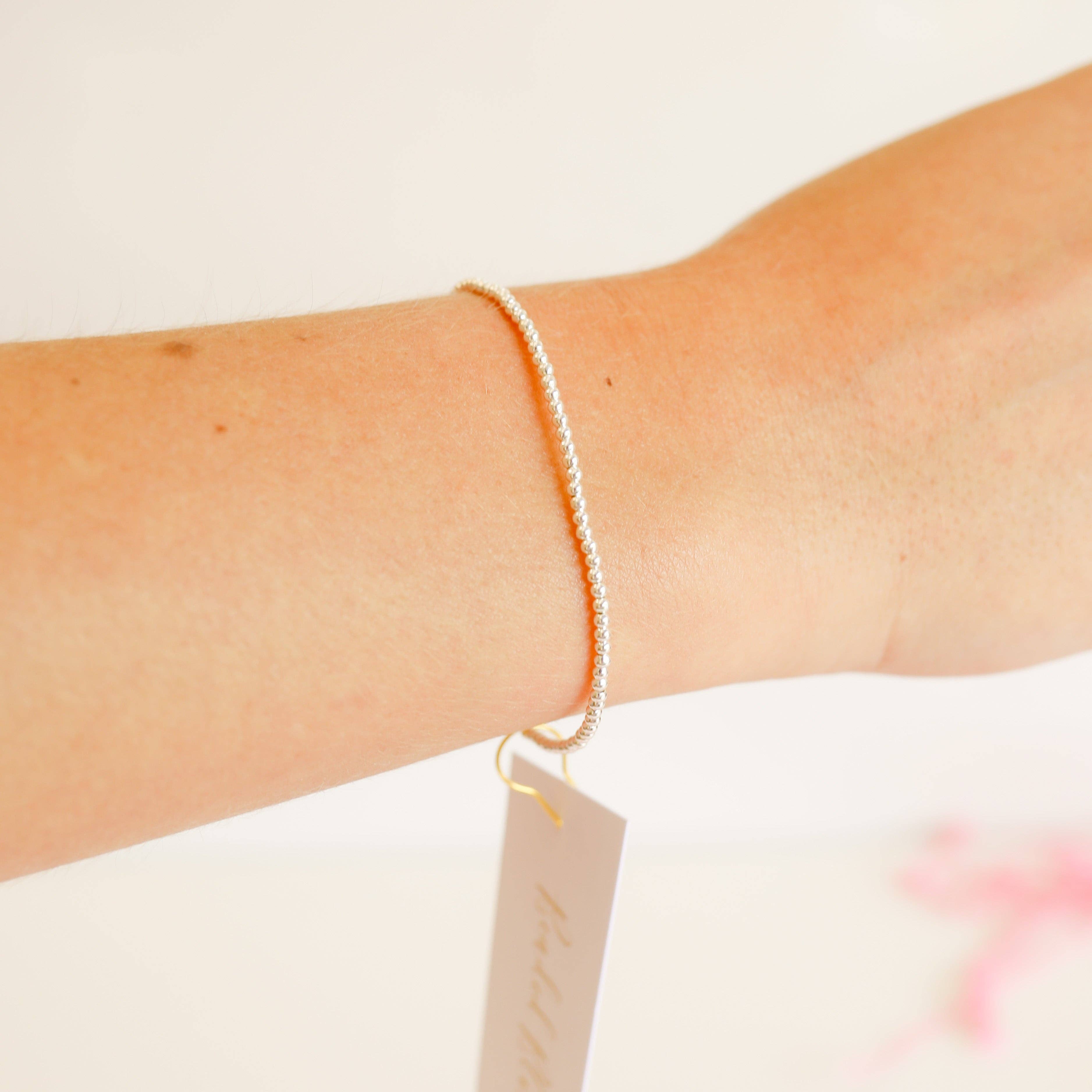 Beaded Blondes - 2MM Silver Beaded Bracelet (Petite)