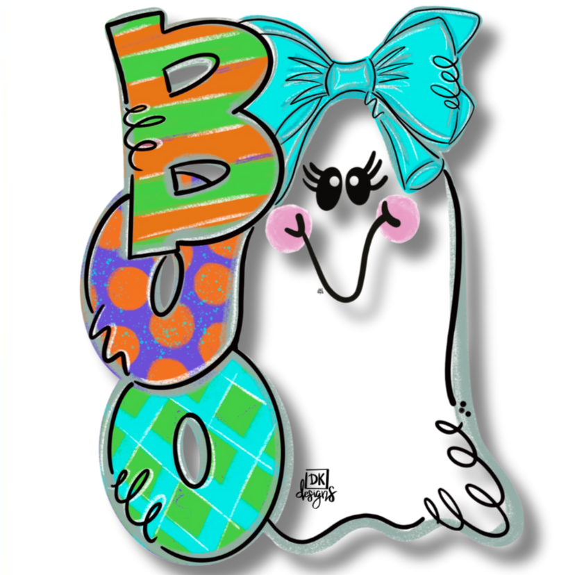 Door Hanger Attachment - Boo Bow Girl Ghost Mini
