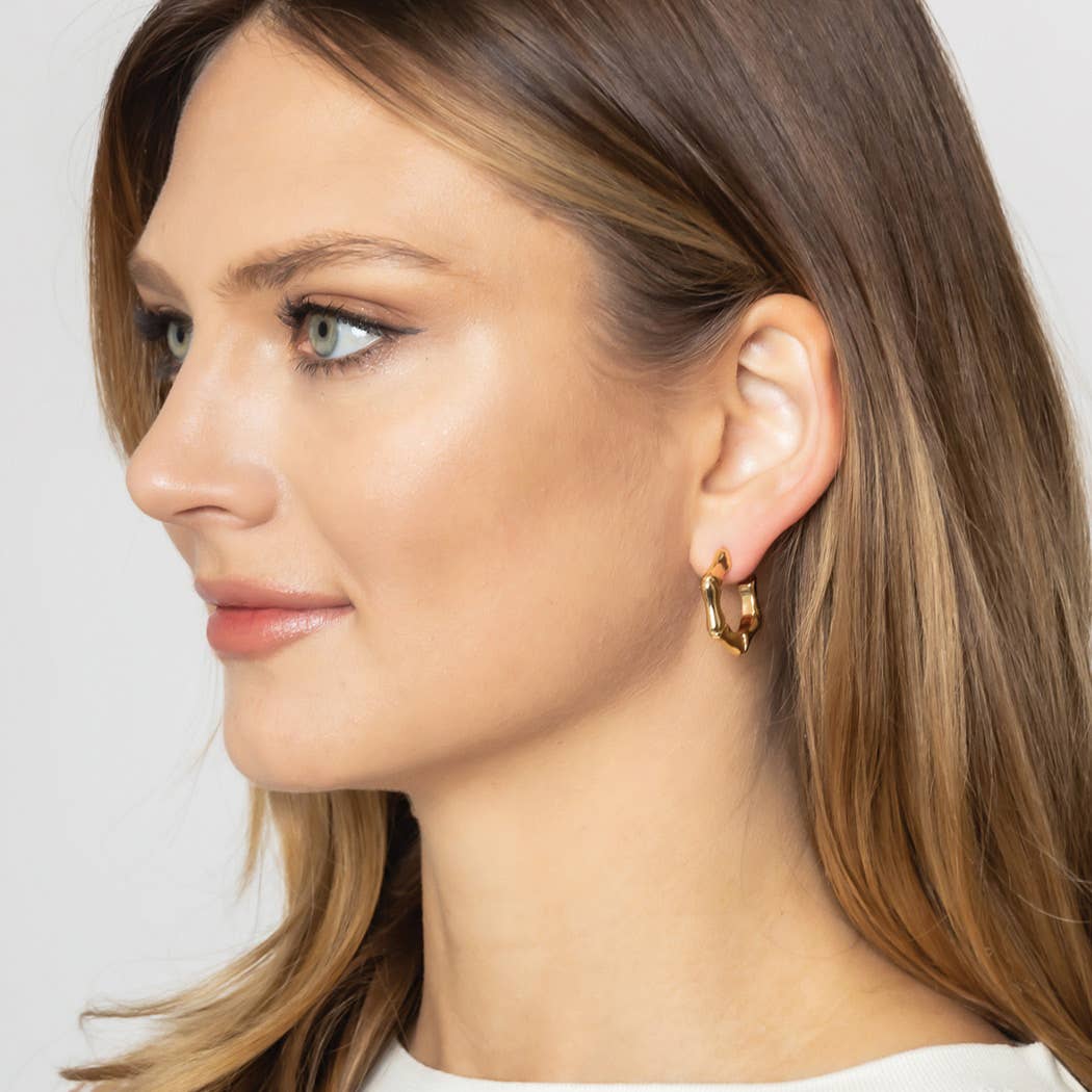 Lillian - 14K Gold Dipped Hexagon Hoop Earrings