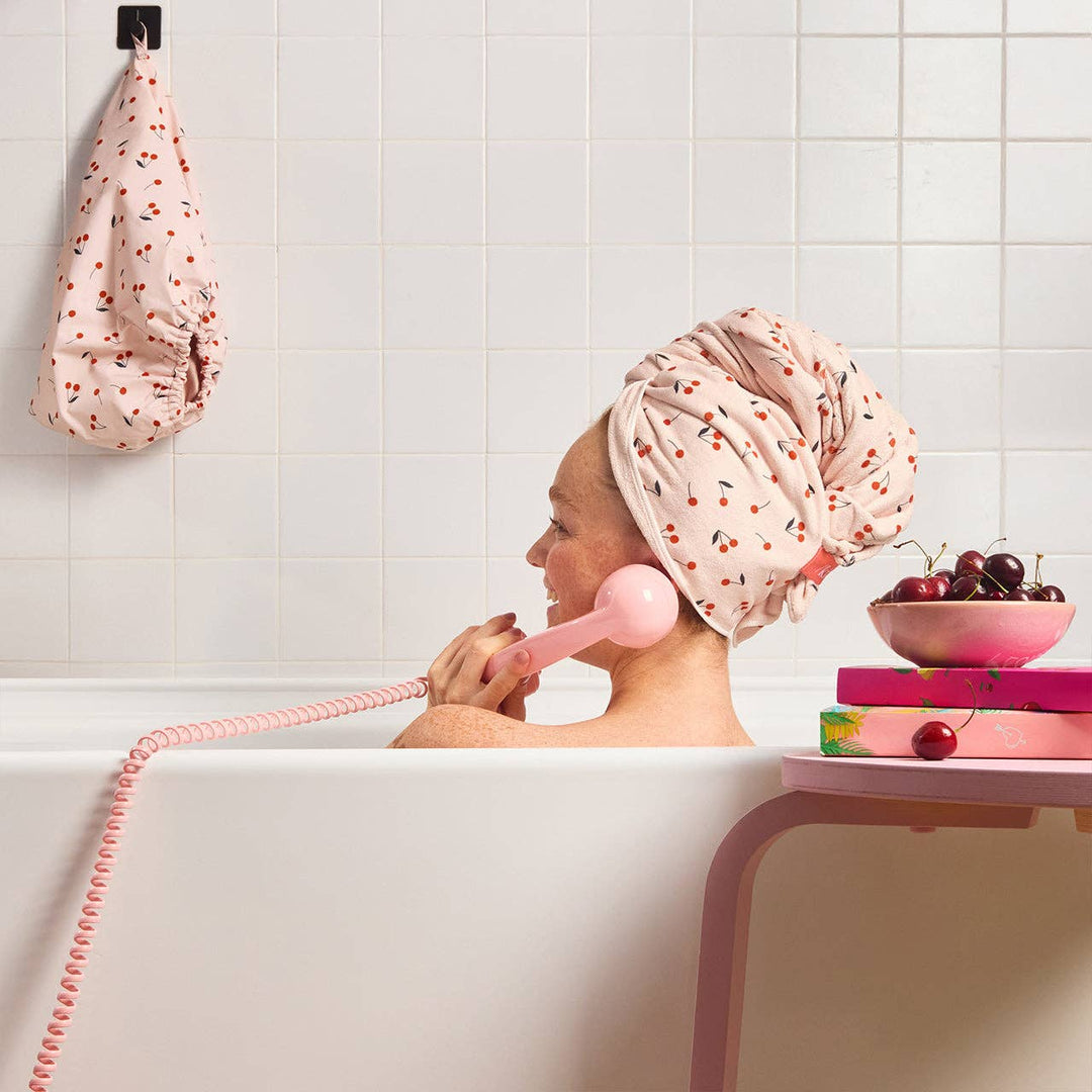 Kitsch - XL Hair Towel Wrap (Cherry Print)