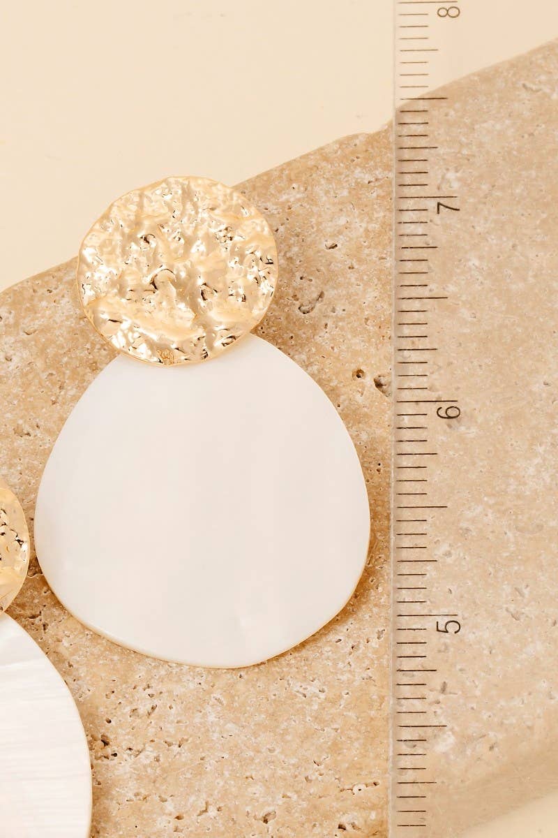Trina - Oval Shell And Hammered Disc Dangle Earrings