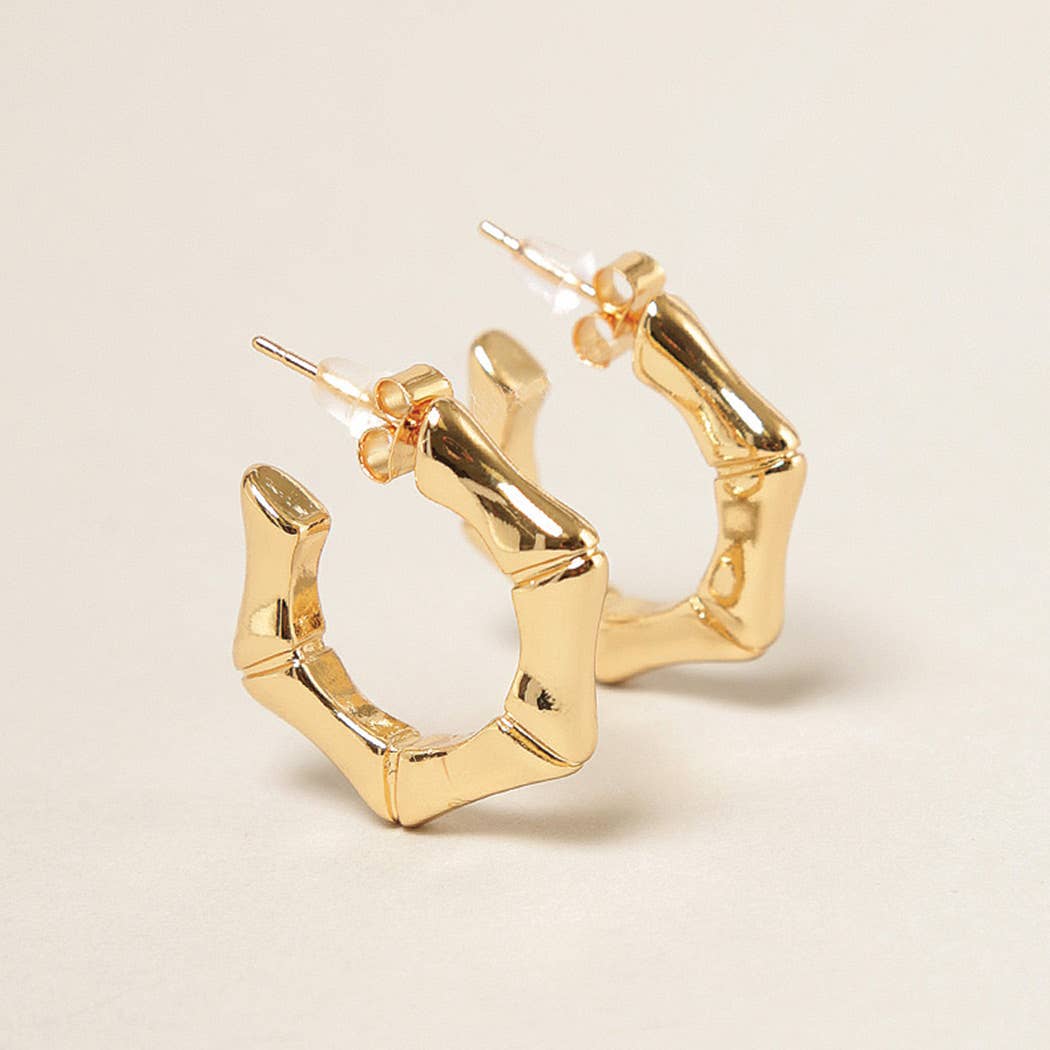 Lillian - 14K Gold Dipped Hexagon Hoop Earrings