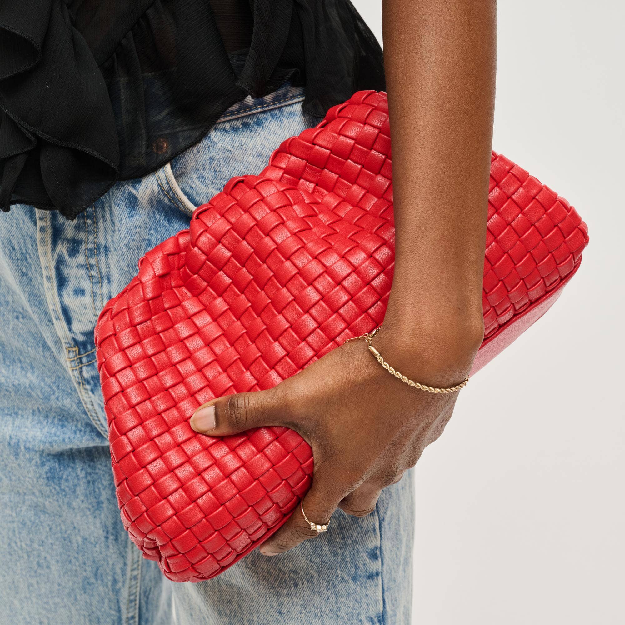 Tate - Woven Frame Clutch (Red)