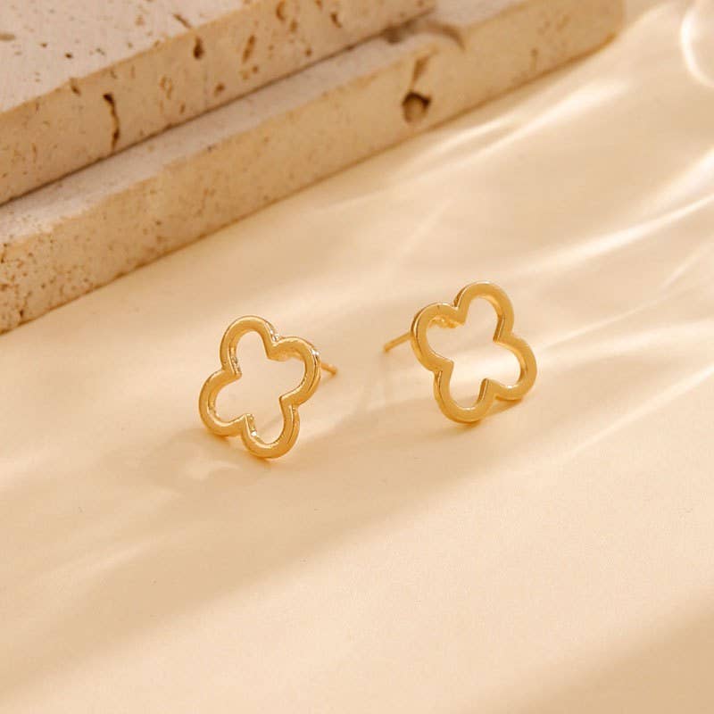Open Clover Stud Earrings - 18K Stainless Steel
